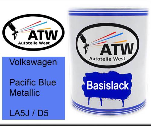 Volkswagen, Pacific Blue Metallic, LA5J / D5: 1L Lackdose, von ATW Autoteile West.